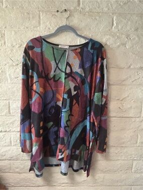 Jess & Jane Abstract Fuzzy Shirt-Size 2X